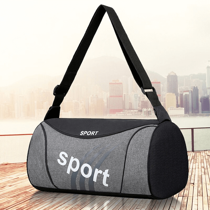 Unisex Outdoor Multifunction Hiking Sports Bag with Belt in gray, ideal for adventures. Durable nylon, spacious design with black accents.